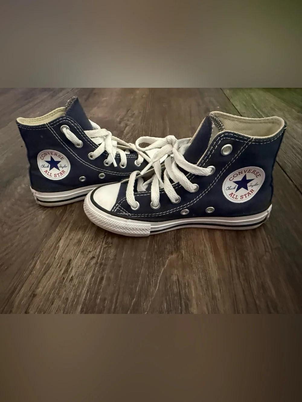 Converse Kids Navy and White High Top Sneakers Worn Once